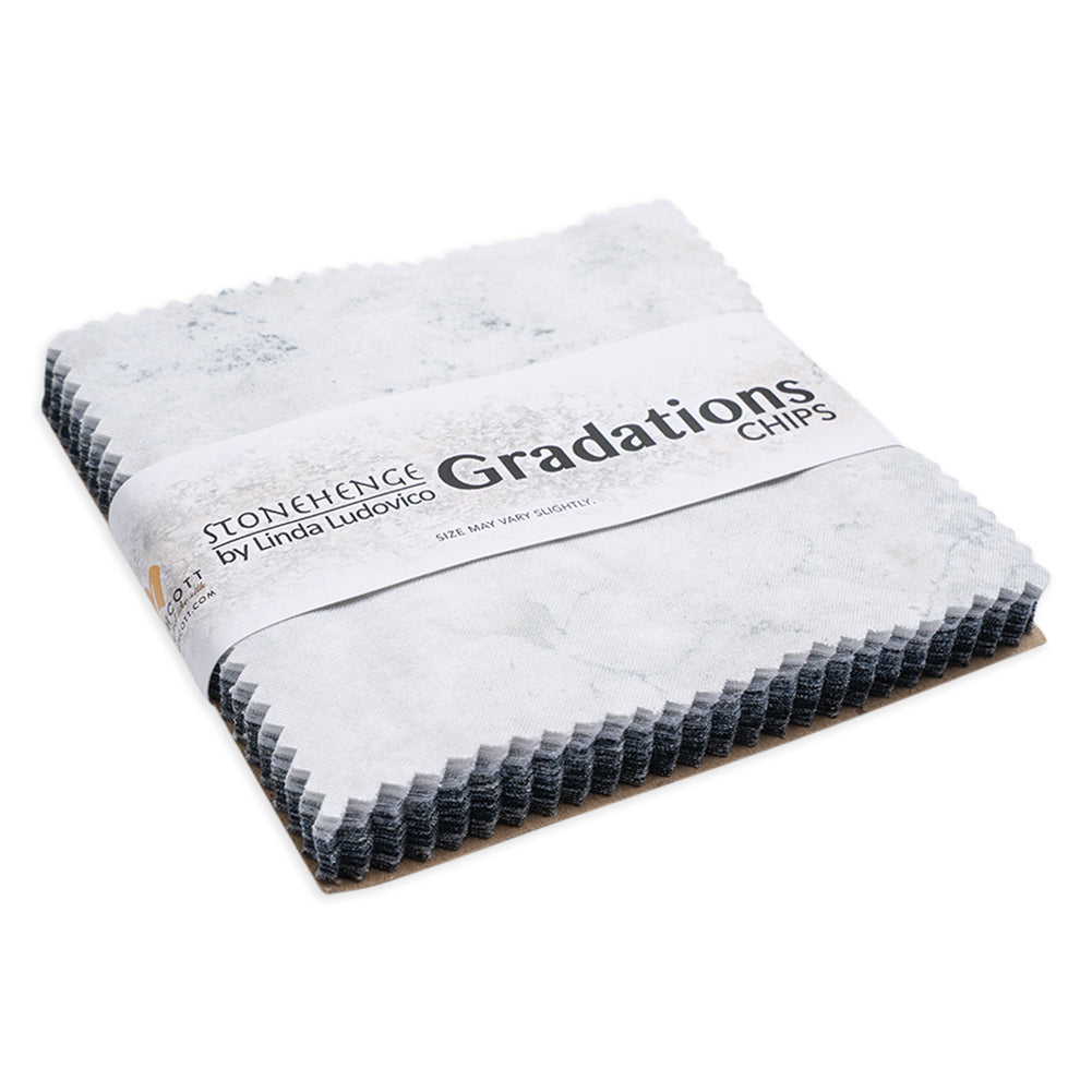 Stonehenge Quilting Cotton Chips 5" Square Precuts - Graphite - Gradations II Collection