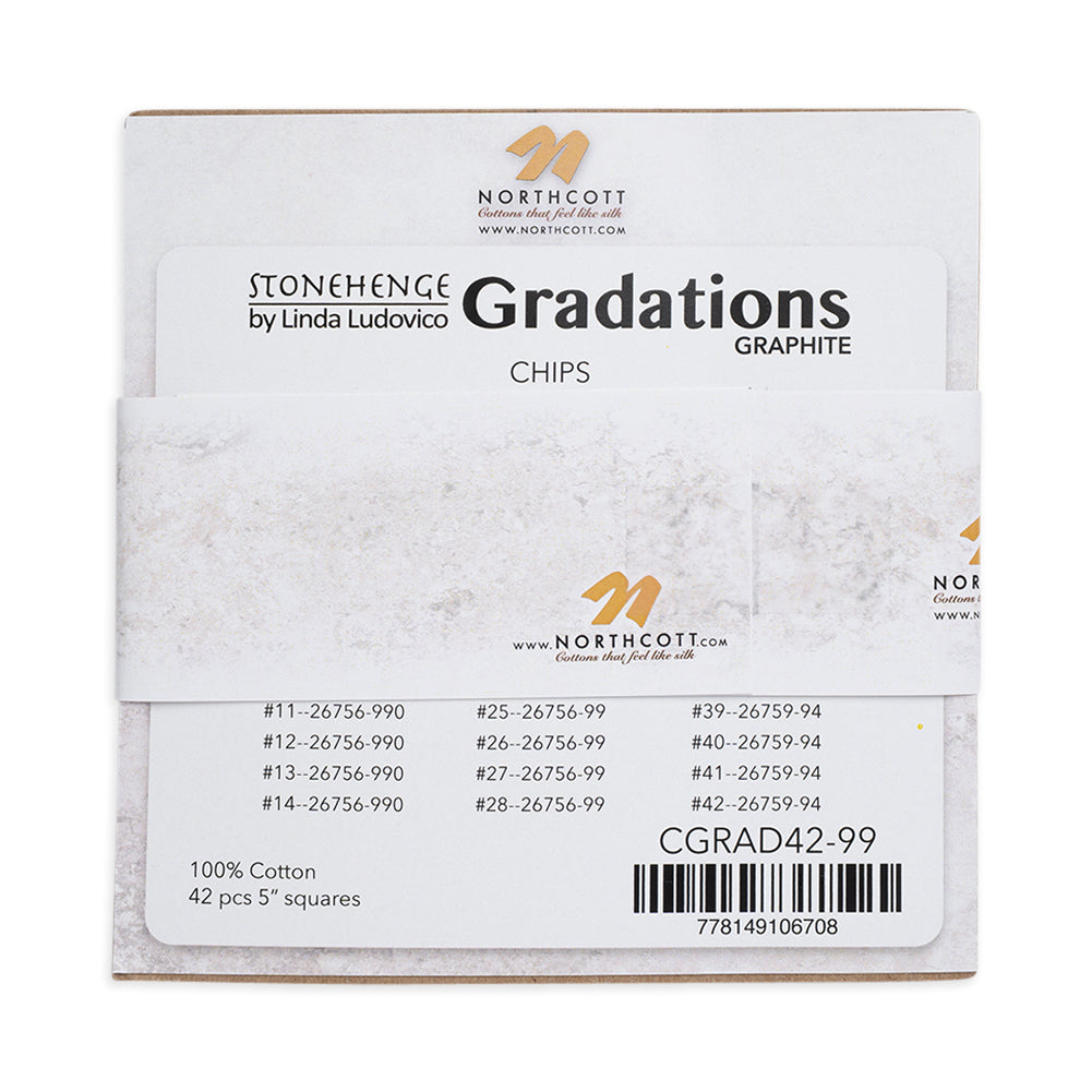 Stonehenge Quilting Cotton Chips 5" Square Precuts - Graphite - Gradations II Collection