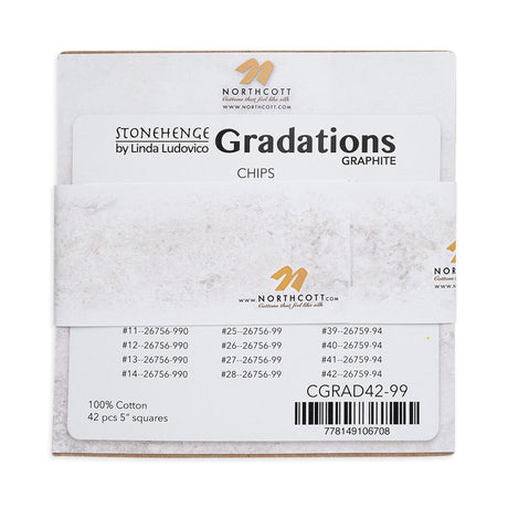 Stonehenge Quilting Cotton Chips 5" Square Precuts - Graphite - Gradations II Collection