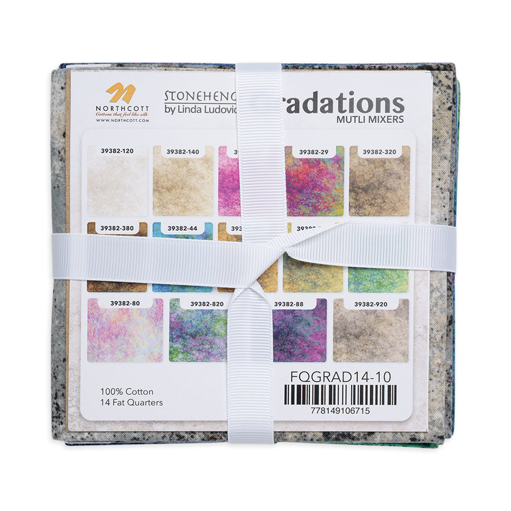 Stonehenge Quilting Cotton Fat Quarter Bundle Precuts - Multi Color 14pc - Multi Mixers Collection
