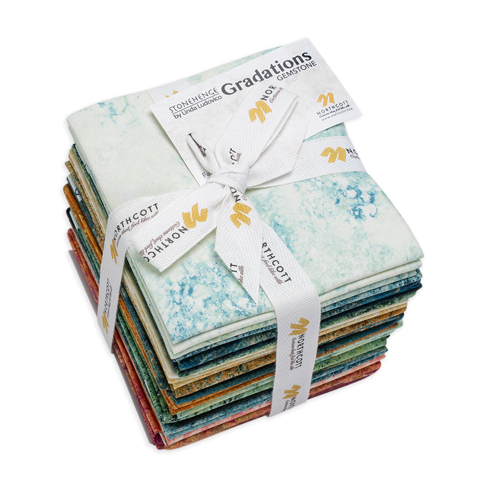 Stonehenge Quilting Cotton Fat Quarter Bundle Precuts - Gemstone 24pc - Multi Mixers Collection