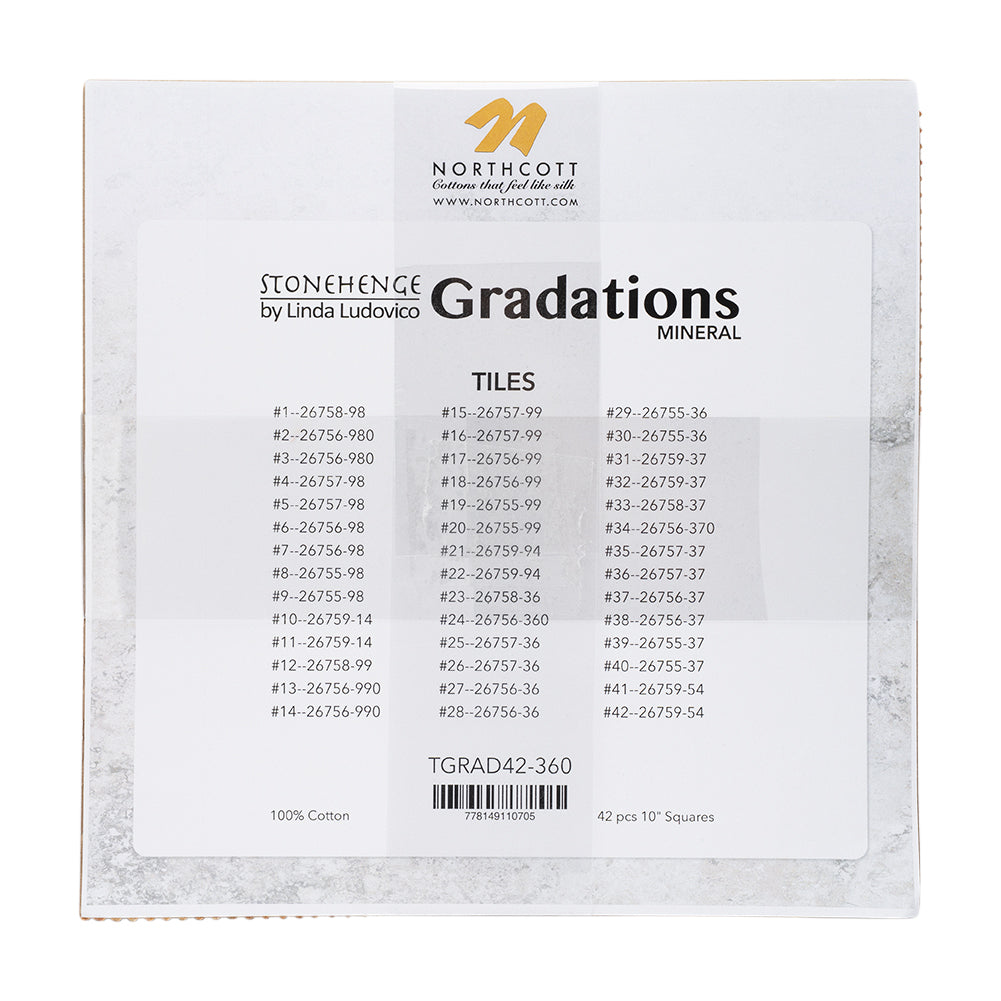 Stonehenge Quilting Cotton Tiles 10" Square Precuts - Mineral - Gradations II Collection