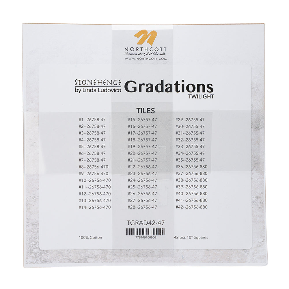 Stonehenge Quilting Cotton Tiles 10" Square Precuts - Twilight - Gradations II Collection
