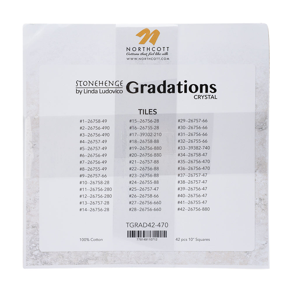 Stonehenge Quilting Cotton Tiles 10" Square Precuts - Crystal - Gradations II Collection