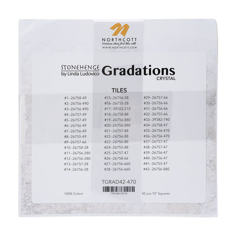 Stonehenge Quilting Cotton Tiles 10" Square Precuts - Crystal - Gradations II Collection