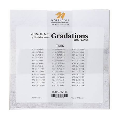 Stonehenge Quilting Cotton Tiles 10" Square Precuts - Blue Planet - Gradations II Collection