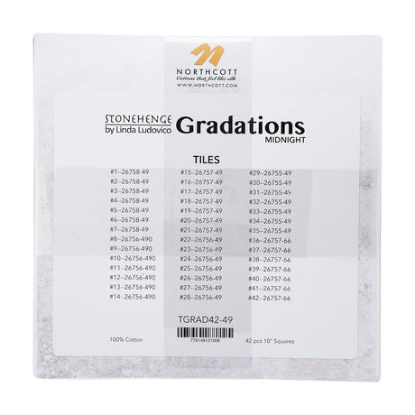Stonehenge Quilting Cotton Tiles 10" Square Precuts - Midnight - Gradations II Collection