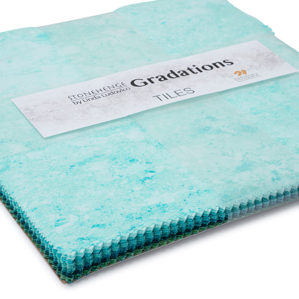 Stonehenge Quilting Cotton Tiles 10" Square Precuts - Peacock- Gradations II Collection