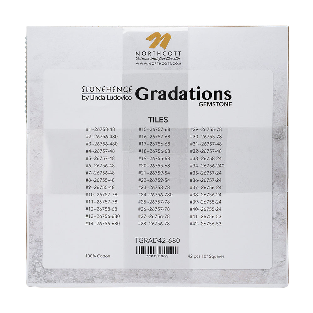 Stonehenge Quilting Cotton Tiles 10" Square Precuts - Gemstone - Gradations II Collection
