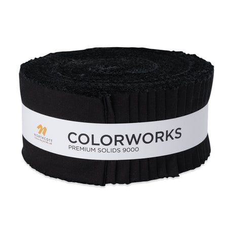 Northcott Quilting Cotton Strip Rolls 2.5" Strip Precuts - Black - Colorworks Collection