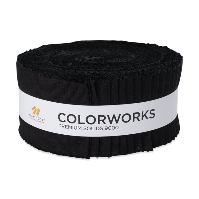 Northcott Quilting Cotton Strip Rolls 2.5" Strip Precuts - Black - Colorworks Collection