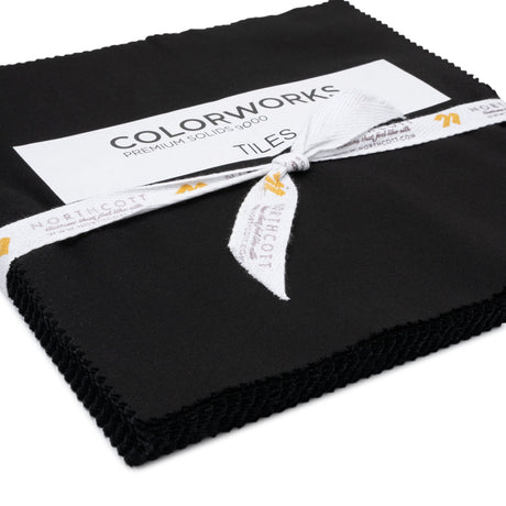 Northcott Quilting Cotton Tiles 10" Square Precuts - Black - Colorworks Collection