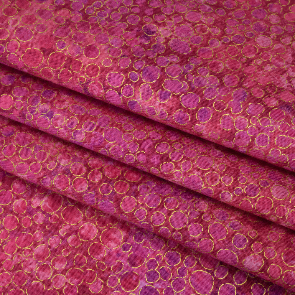 Metallic Printed Quilting Cotton by Northcott - Bubble Gum River Rocks - Shimmer Collection