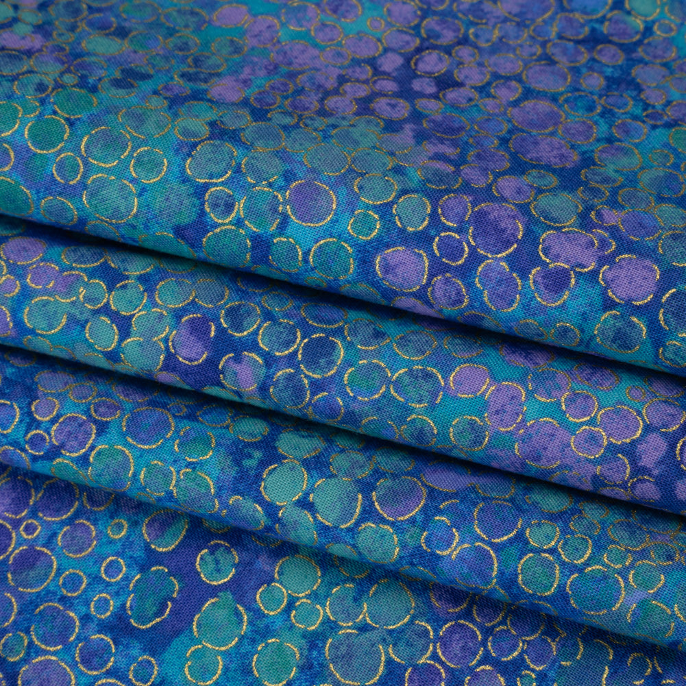 Metallic Printed Quilting Cotton by Northcott - Deep Sea River Rocks - Shimmer Collection