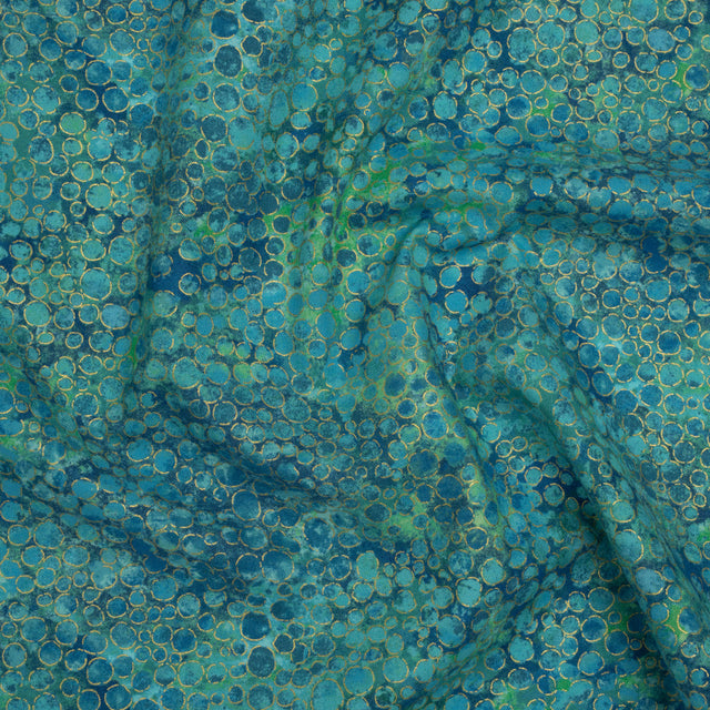 Metallic Printed Quilting Cotton by Northcott - Lagoon River Rocks - Shimmer Collection