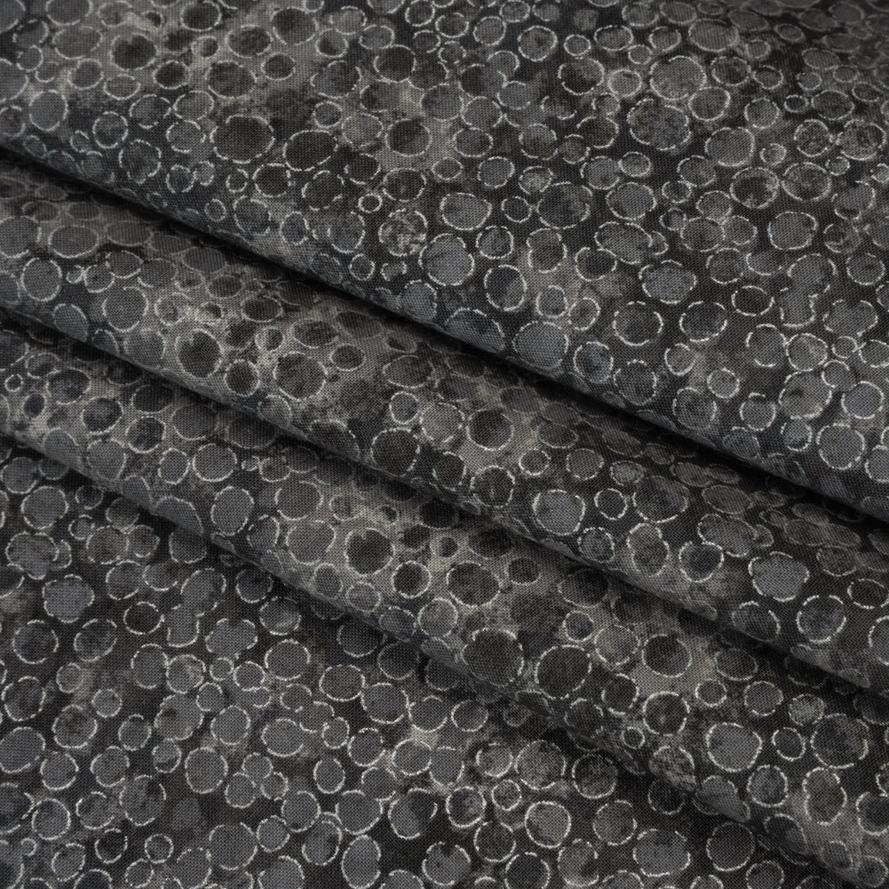 Metallic Printed Quilting Cotton by Northcott - City Fog River Rocks - Shimmer Collection
