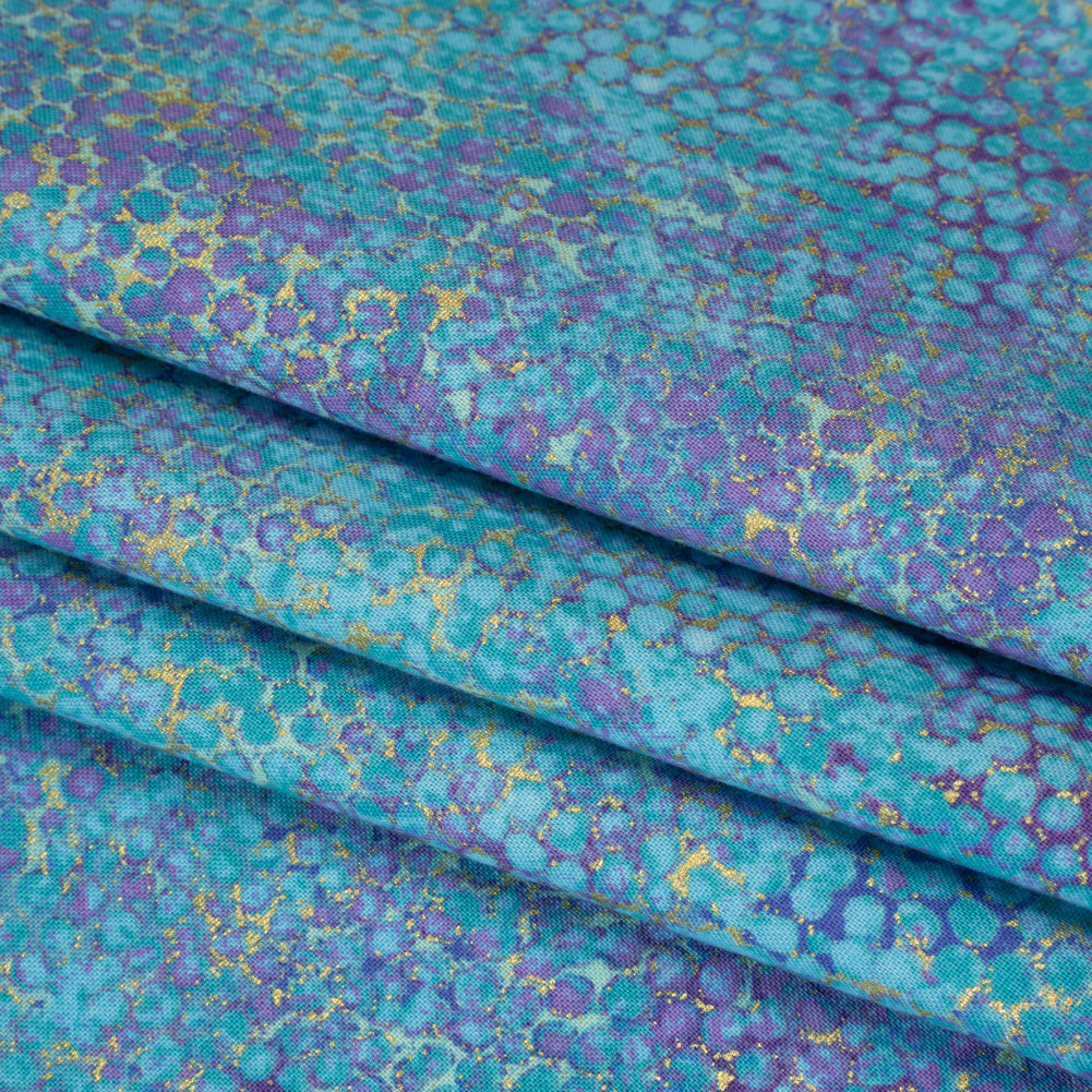 Metallic Printed Quilting Cotton by Northcott - Deep Sea Pebbles - Shimmer Collection