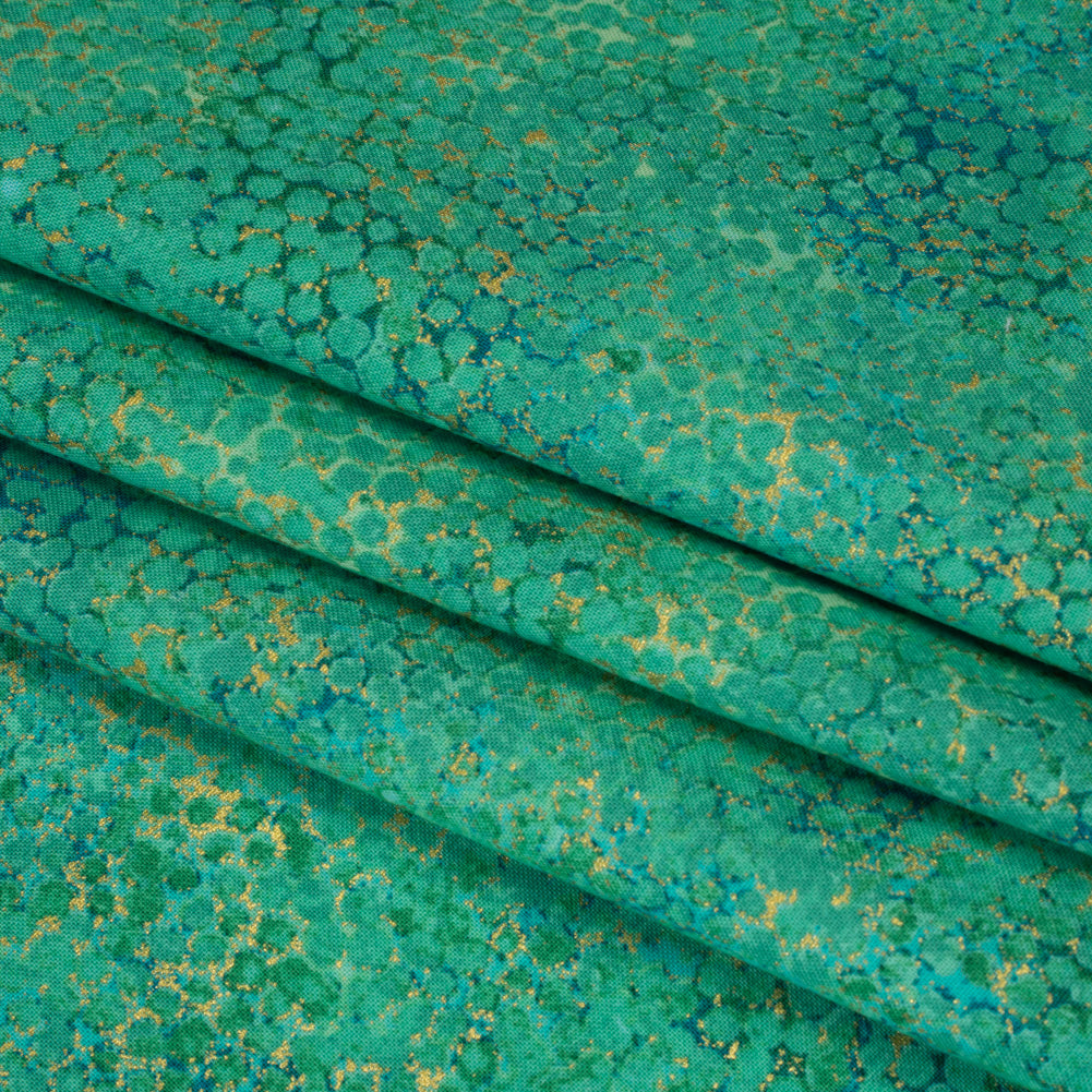 Metallic Printed Quilting Cotton by Northcott - Peacock Pebbles - Shimmer Collection