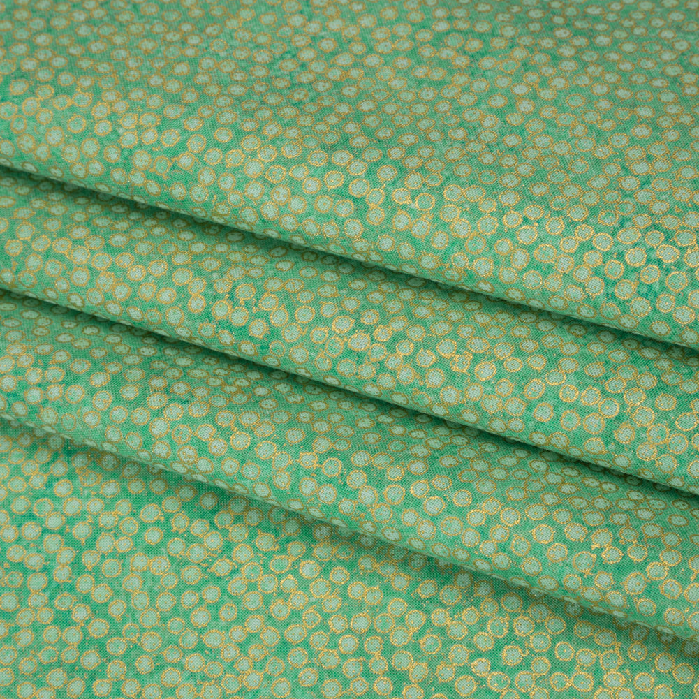 Metallic Printed Quilting Cotton by Northcott - Peacock Tiny Dots - Shimmer Collection