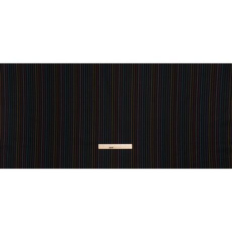 Printed Quilting Cotton by Ghazal Razavi for FIGO Studio - Black and Rainbow Dashed Stripes - Dusk Collection