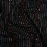 Printed Quilting Cotton by Ghazal Razavi for FIGO Studio - Black and Rainbow Dashed Stripes - Dusk Collection