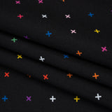 Printed Quilting Cotton by Ghazal Razavi for FIGO Studio - Black and Rainbow Xs - Dusk Collection