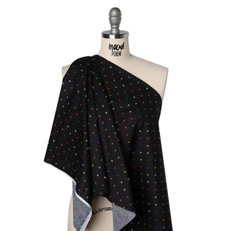 Printed Quilting Cotton by Ghazal Razavi for FIGO Studio - Black and Rainbow Xs - Dusk Collection