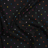 Printed Quilting Cotton by Ghazal Razavi for FIGO Studio - Black and Rainbow Xs - Dusk Collection