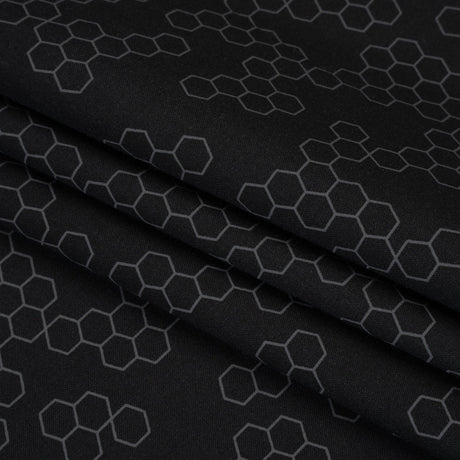 Printed Quilting Cotton by Ghazal Razavi for FIGO Studio - Black and Gray Hexies - Dusk Collection