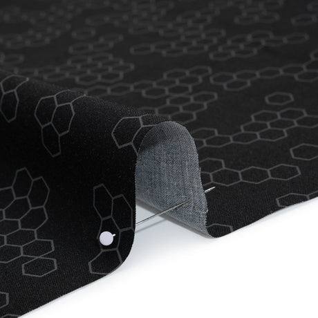 Printed Quilting Cotton by Ghazal Razavi for FIGO Studio - Black and Gray Hexies - Dusk Collection