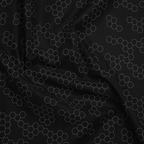 Printed Quilting Cotton by Ghazal Razavi for FIGO Studio - Black and Gray Hexies - Dusk Collection