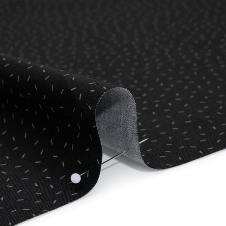 Printed Quilting Cotton by Ghazal Razavi for FIGO Studio - Black and Gray Dashes - Dusk Collection