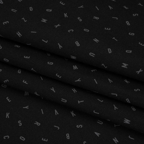 Printed Quilting Cotton by Ghazal Razavi for FIGO Studio - Black and Gray Jumbled Letters - Dusk Collection