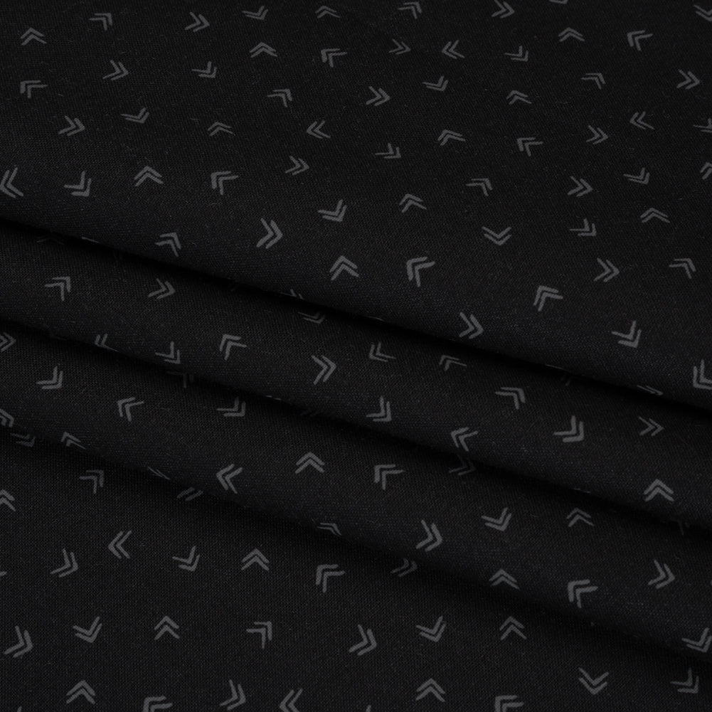 Printed Quilting Cotton by Ghazal Razavi for FIGO Studio - Black and Gray Arrows - Dusk Collection