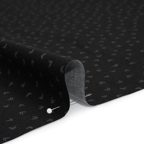 Printed Quilting Cotton by Ghazal Razavi for FIGO Studio - Black and Gray Arrows - Dusk Collection