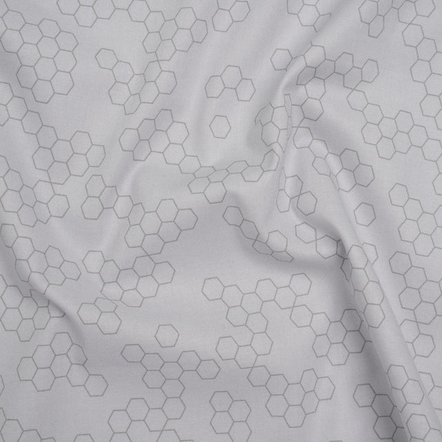 Printed Quilting Cotton by Ghazal Razavi for FIGO Studio - Gray on Gray Hexies - Dewfall Collection
