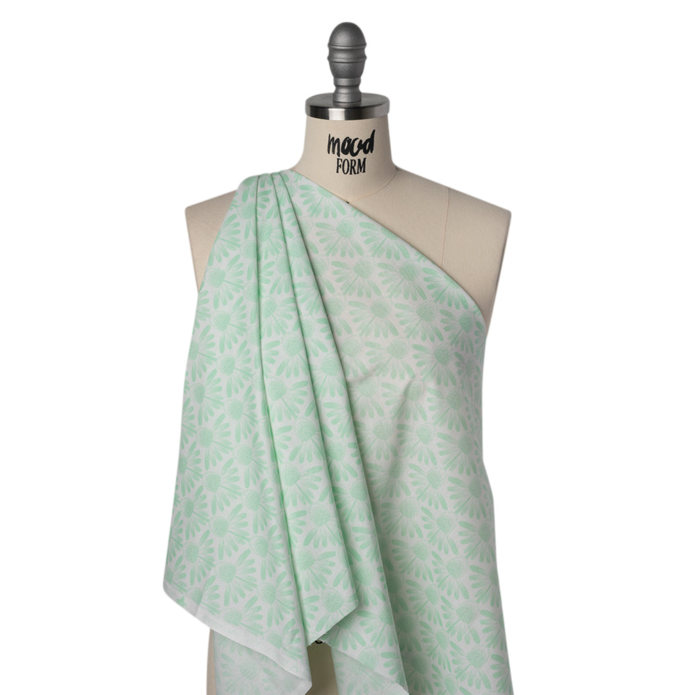 Printed Quilting Cotton by Anna Maria Textiles for Northcott - Mint Coneflower Floral - Indelible Soft Collection