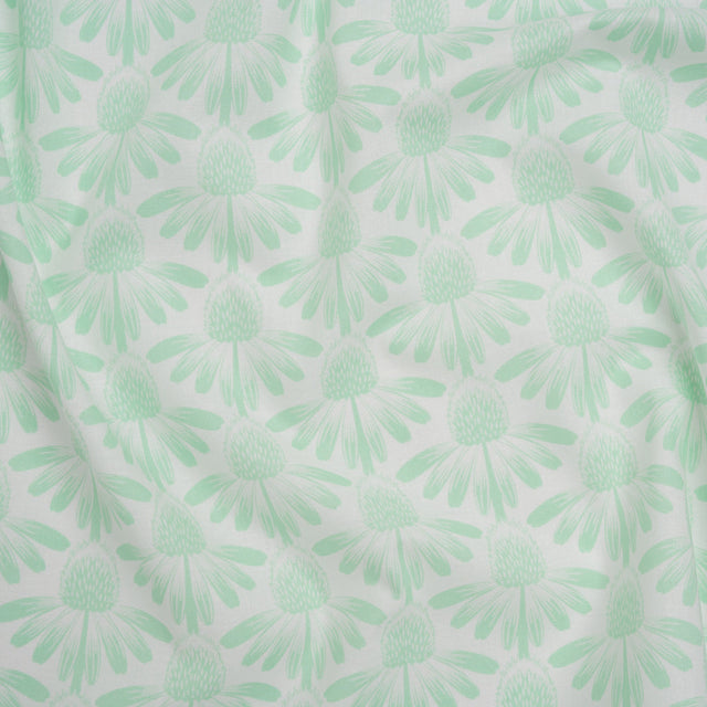 Printed Quilting Cotton by Anna Maria Textiles for Northcott - Mint Coneflower Floral - Indelible Soft Collection