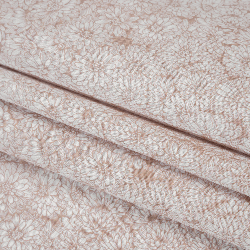 Printed Quilting Cotton by Anna Maria Textiles for Northcott - Beige Mums Floral - Indelible Soft Collection