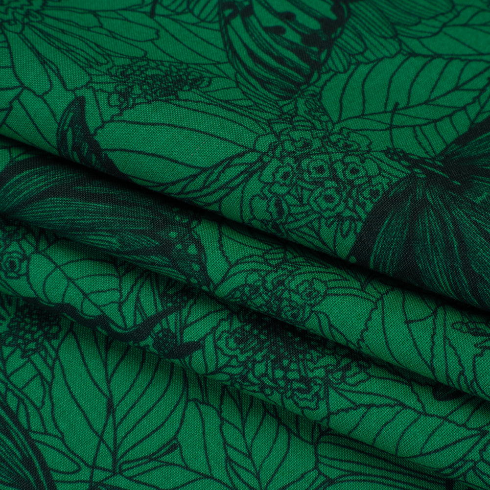 Printed Quilting Cotton by Anna Maria Textiles for Northcott - Jade Winging It Butterflies and Flowers - Indelible Ink Collection