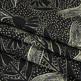 Printed Quilting Cotton by Anna Maria Textiles for Northcott - Black Hummingbirds and Coneflowers - Indelible Ink Collection
