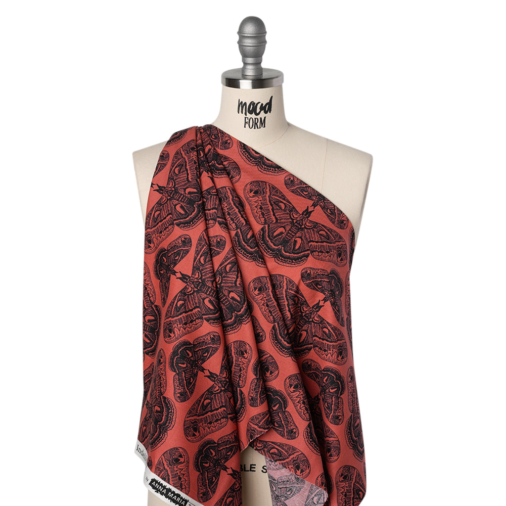 Printed Quilting Cotton by Anna Maria Textiles for Northcott - Guava Cecropia Moths - Indelible Ink Collection