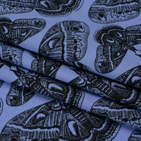 Printed Quilting Cotton by Anna Maria Textiles for Northcott - Cerulean Cecropia Moths - Indelible Ink Collection