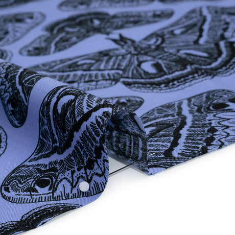 Printed Quilting Cotton by Anna Maria Textiles for Northcott - Cerulean Cecropia Moths - Indelible Ink Collection