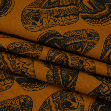 Printed Quilting Cotton by Anna Maria Textiles for Northcott - Saffron Cecropia Moths - Indelible Ink Collection