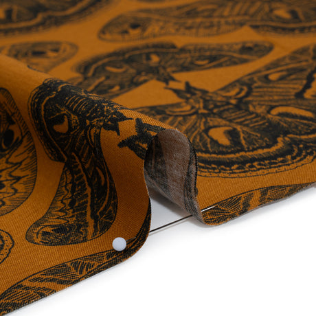 Printed Quilting Cotton by Anna Maria Textiles for Northcott - Saffron Cecropia Moths - Indelible Ink Collection