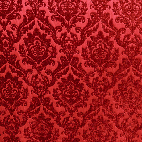 Neiman Traditional Damask Two-Toned Velvet Fabric - Damask Pattern, 57" Width (1 Yard)