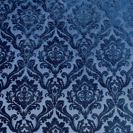 Neiman Traditional Damask Two-Toned Velvet Fabric - Damask Pattern, 57" Width (1 Yard)