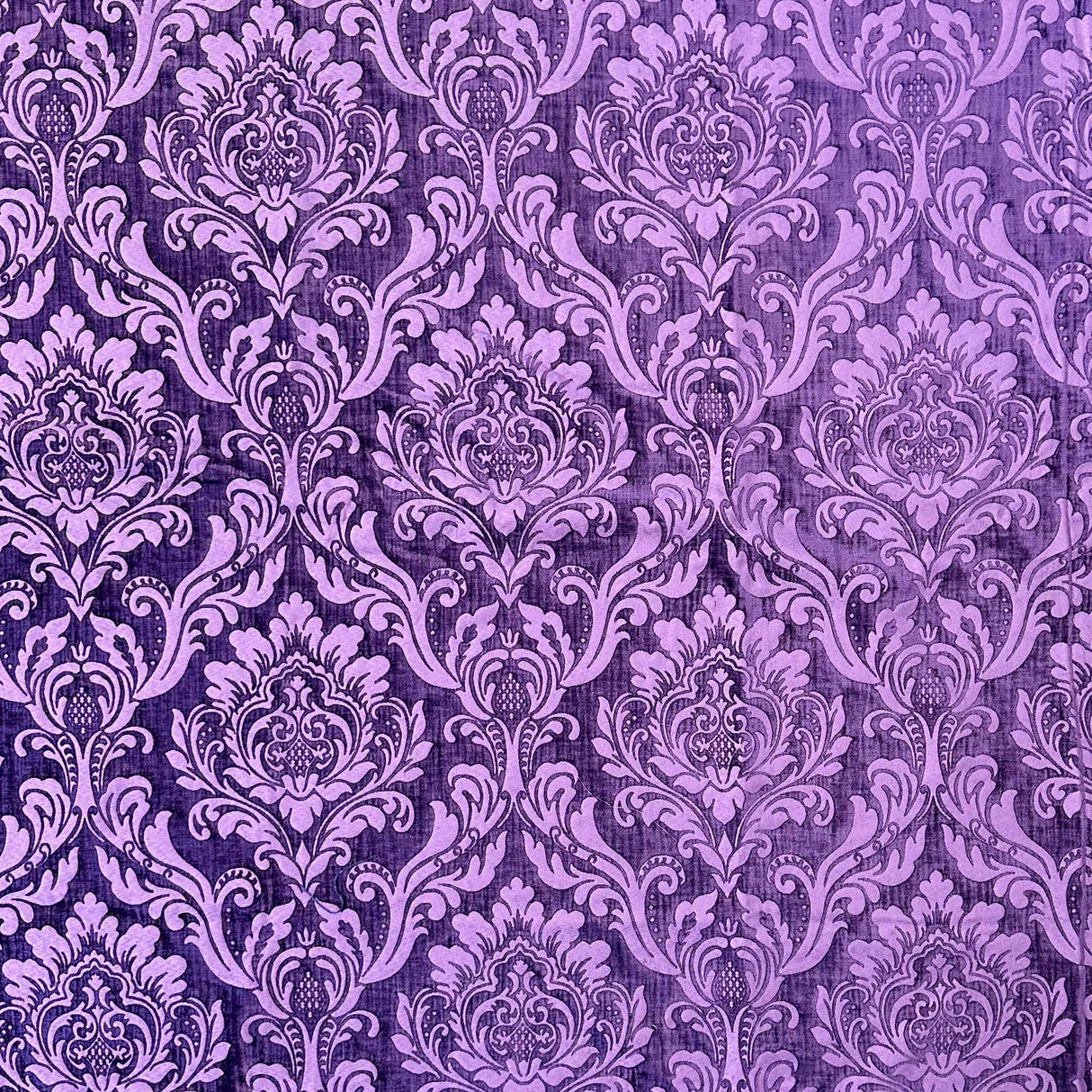 Neiman Traditional Damask Two-Toned Velvet Fabric - Damask Pattern, 57" Width (1 Yard)