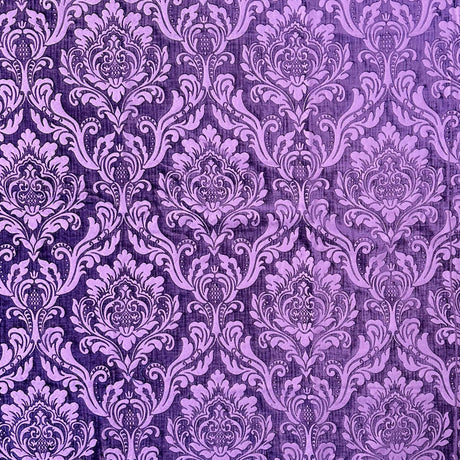 Neiman Traditional Damask Two-Toned Velvet Fabric - Damask Pattern, 57" Width (1 Yard)